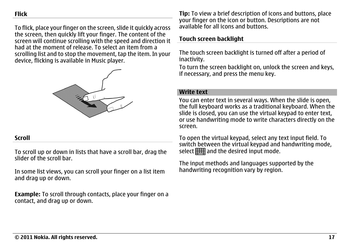 Write text | Nokia N97 User Manual | Page 17 / 130