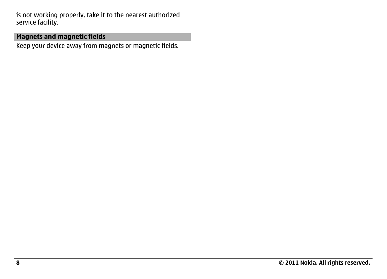 Magnets and magnetic fields | Nokia N97 User Manual | Page 8 / 130