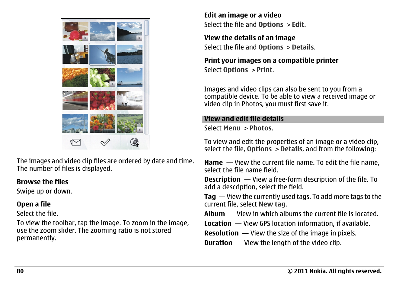 View and edit file details | Nokia N97 User Manual | Page 80 / 130