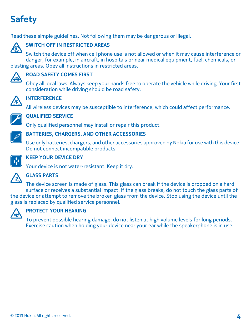 Safety, Safety 4 | Nokia Lumia 800 User Manual | Page 4 / 88