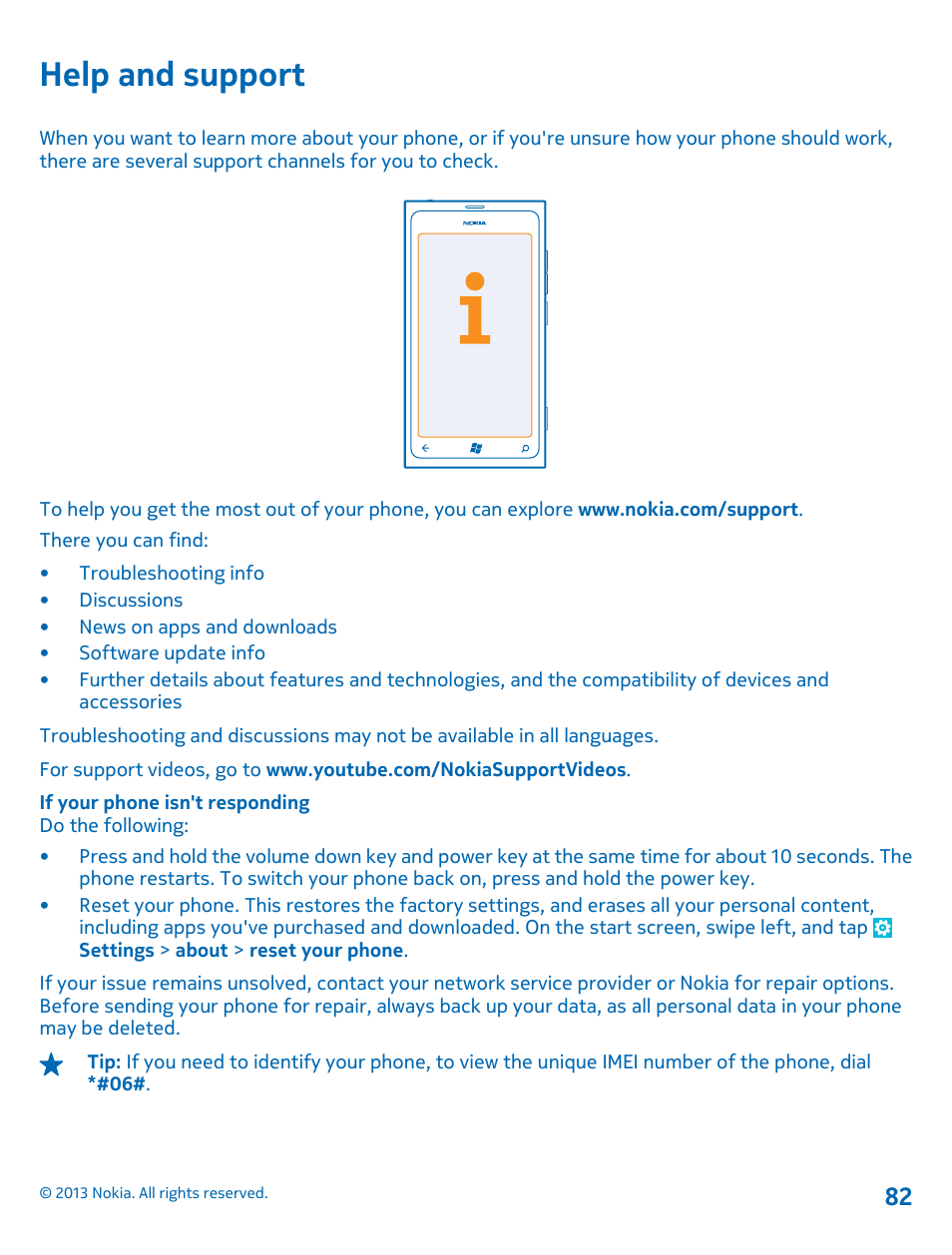 Help and support | Nokia Lumia 800 User Manual | Page 82 / 88