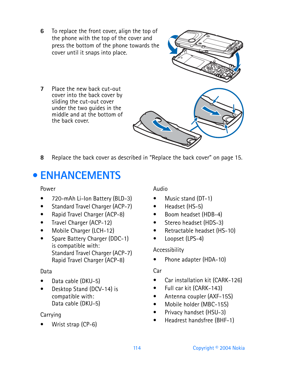 Enhancements | Nokia 3200 User Manual | Page 125 / 153