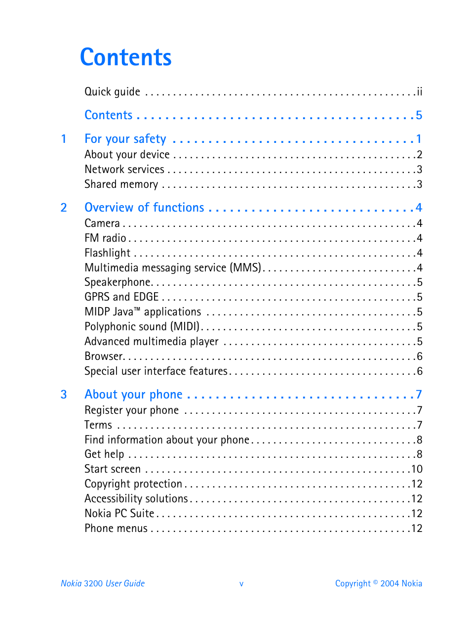 Nokia 3200 User Manual | Page 6 / 153