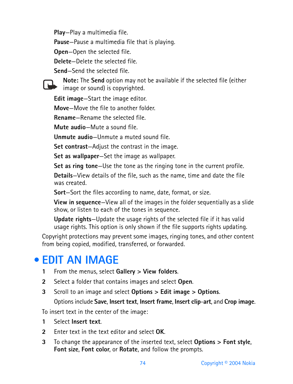 Edit an image | Nokia 3200 User Manual | Page 85 / 153