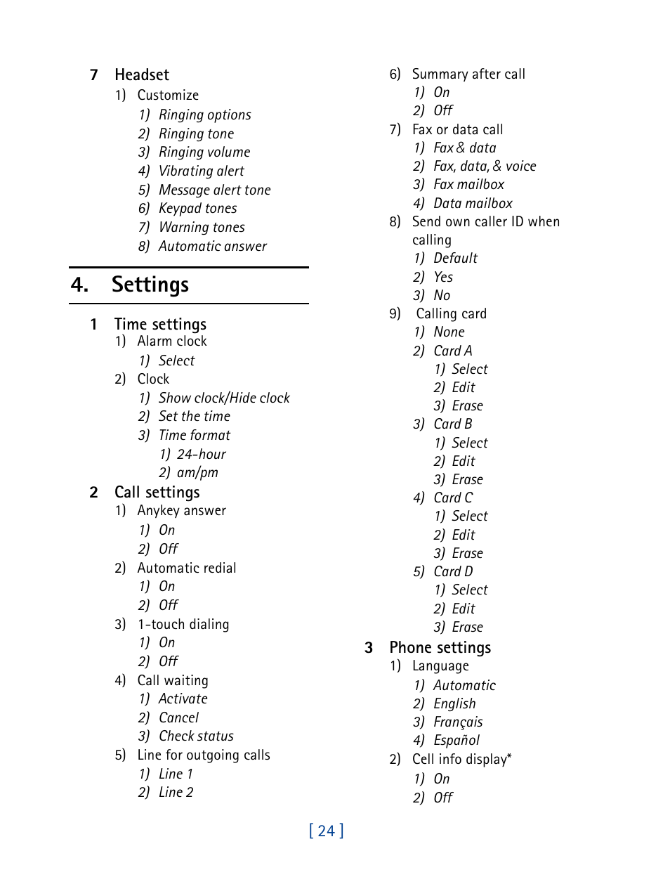 Settings | Nokia 7190 User Manual | Page 32 / 144