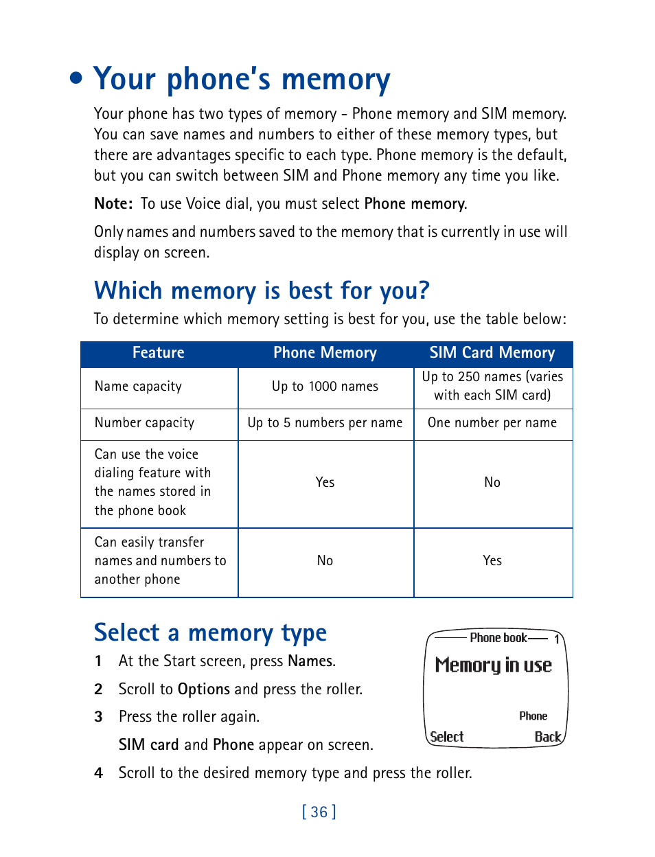 Your phone’s memory | Nokia 7190 User Manual | Page 44 / 144