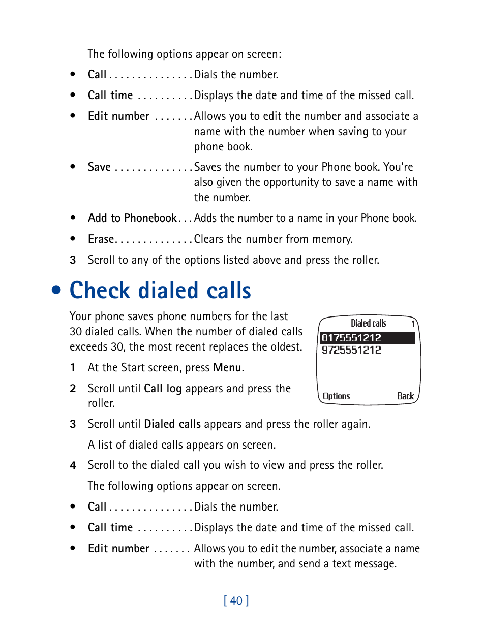 Check dialed calls | Nokia 7190 User Manual | Page 48 / 144