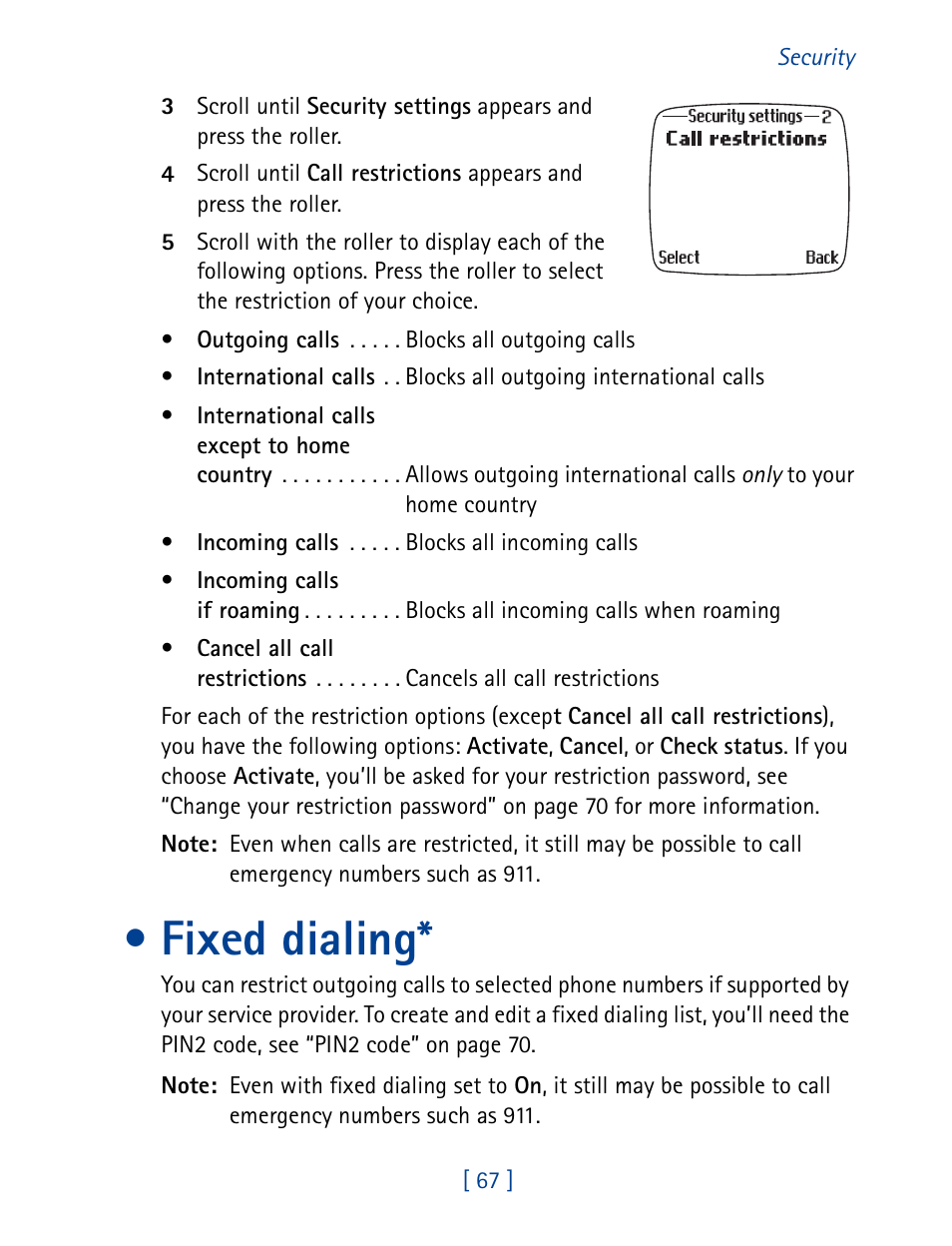 Fixed dialing | Nokia 7190 User Manual | Page 75 / 144