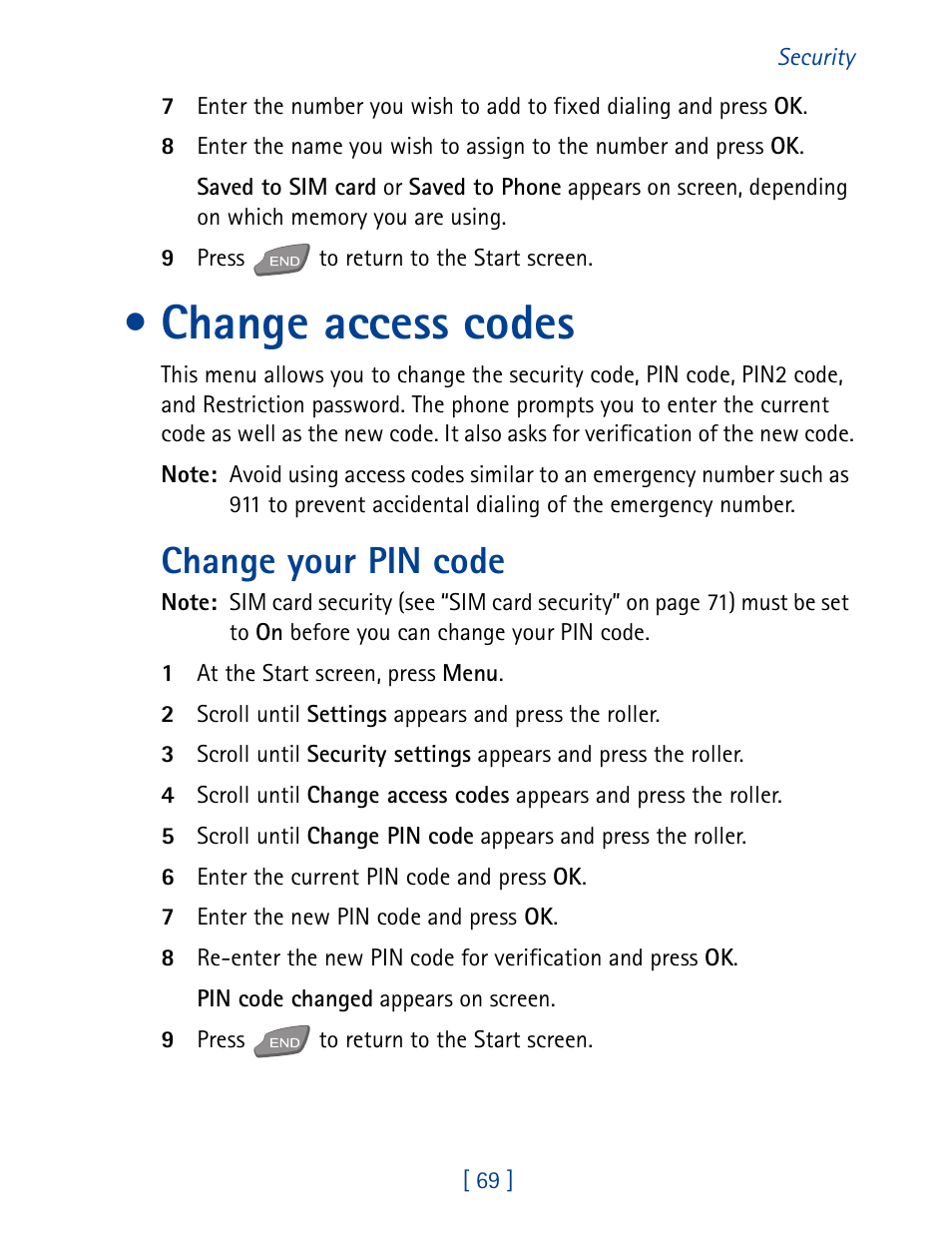 Change access codes, Change your pin code | Nokia 7190 User Manual | Page 77 / 144