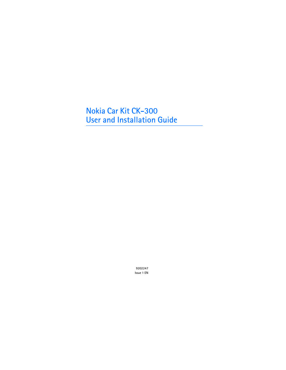 Nokia Car Kit CK-300 User Manual | 37 pages