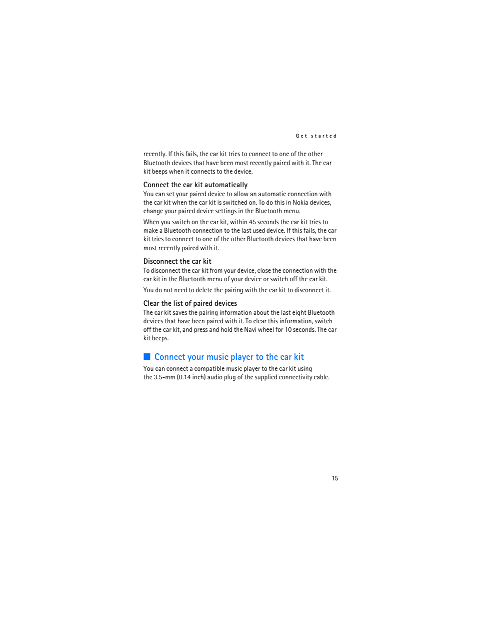 Connect your music player to the car kit | Nokia Car Kit CK-300 User Manual | Page 15 / 37