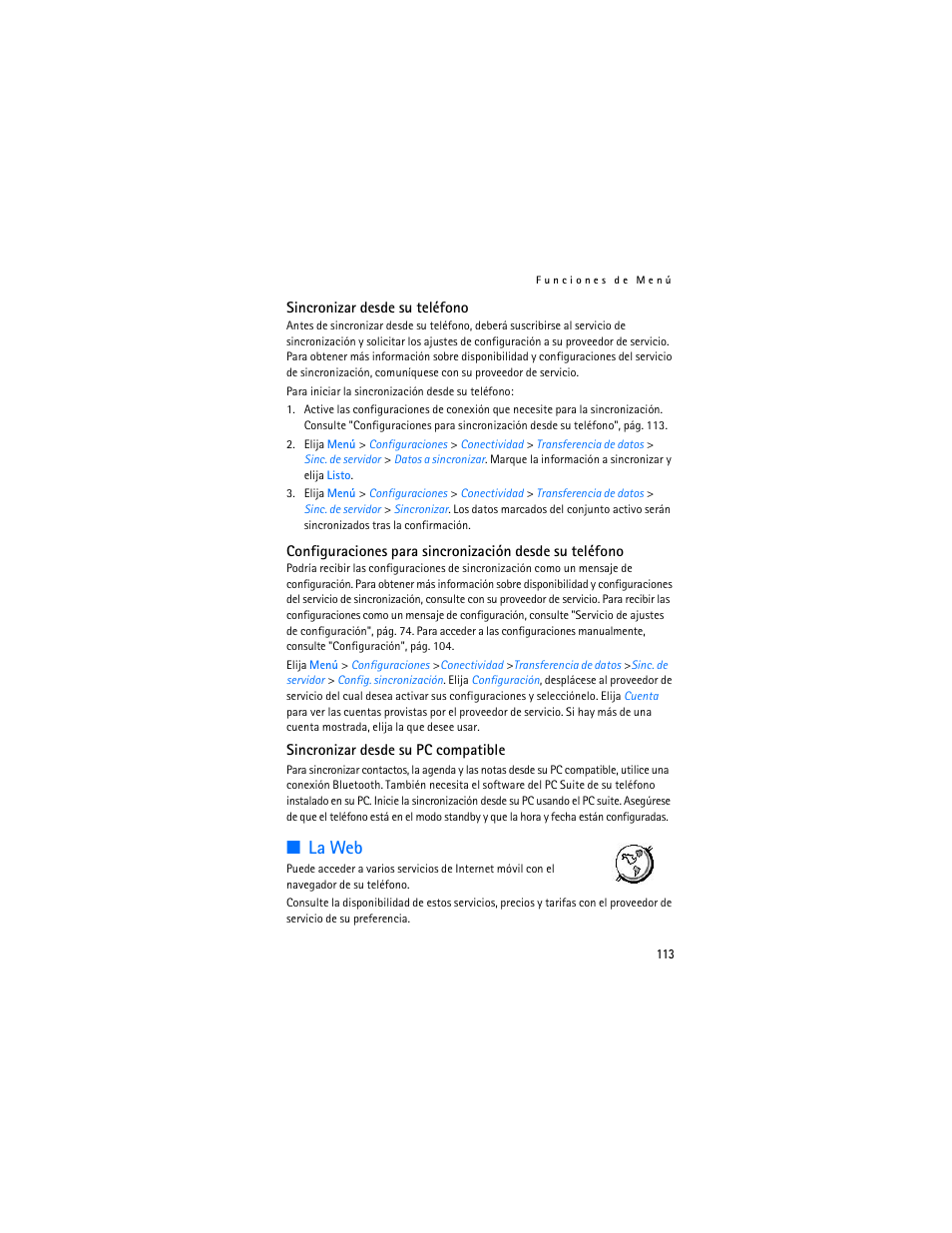 La web | Nokia 7380 User Manual | Page 114 / 137