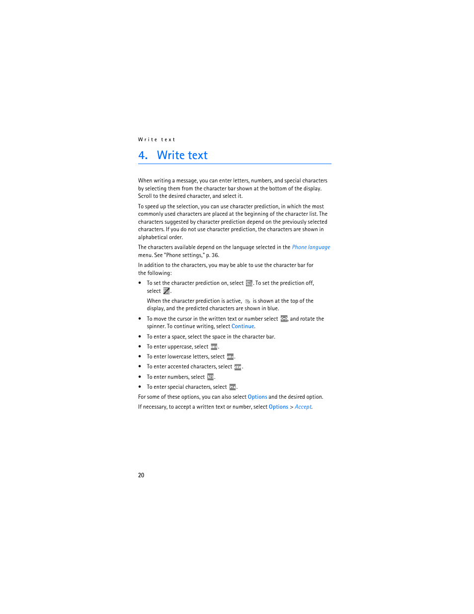 Write text | Nokia 7380 User Manual | Page 21 / 137