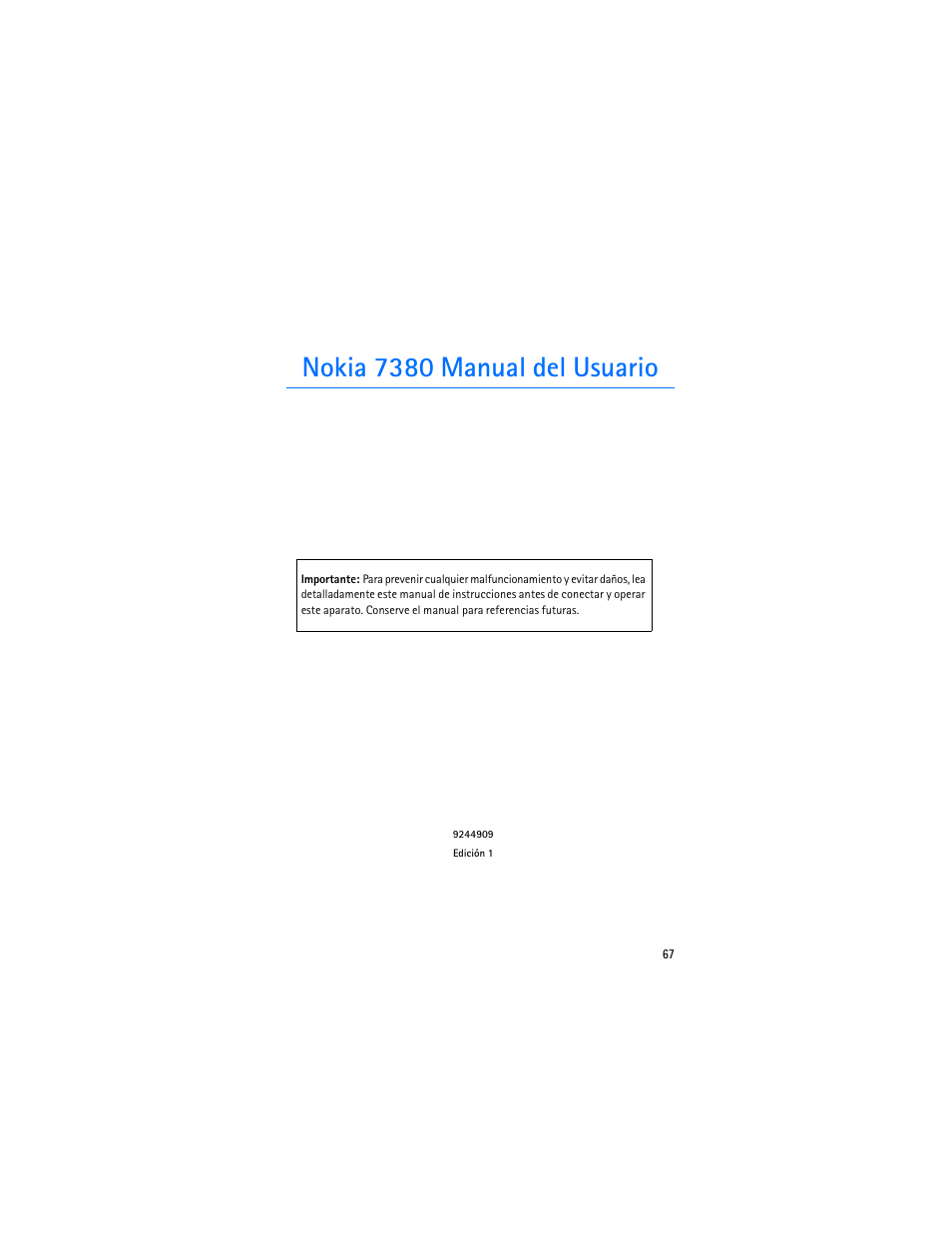 Nokia 7380 manual del usuario | Nokia 7380 User Manual | Page 68 / 137