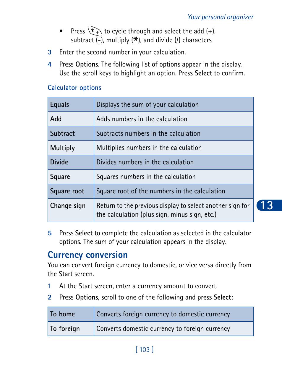 Currency conversion | Nokia 6340 User Manual | Page 112 / 161