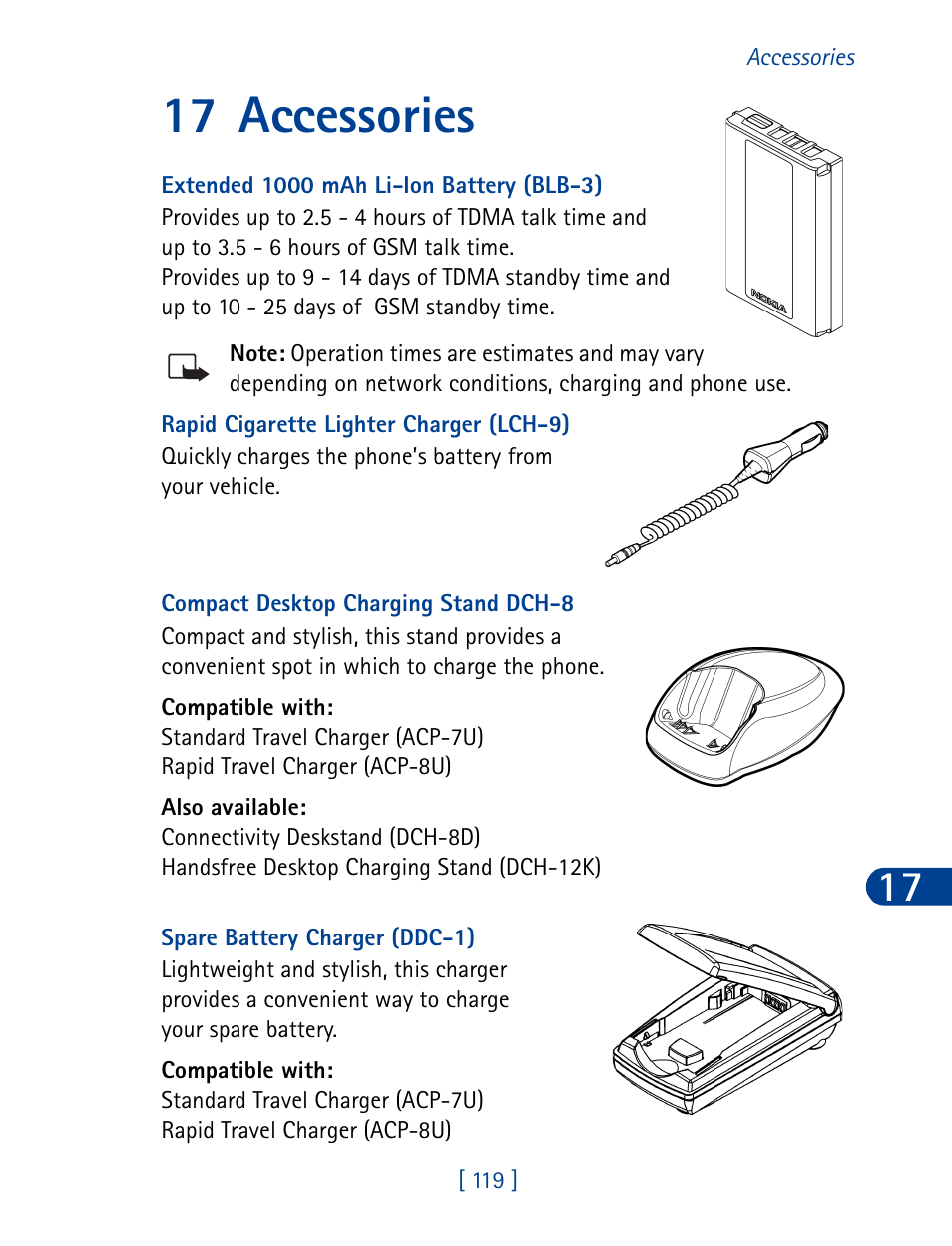 17 accessories | Nokia 6340 User Manual | Page 128 / 161