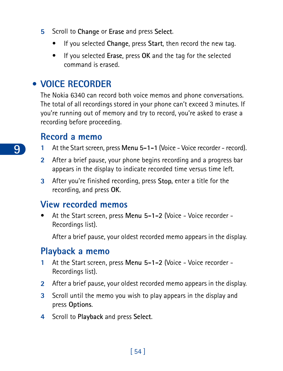 Voice recorder | Nokia 6340 User Manual | Page 63 / 161