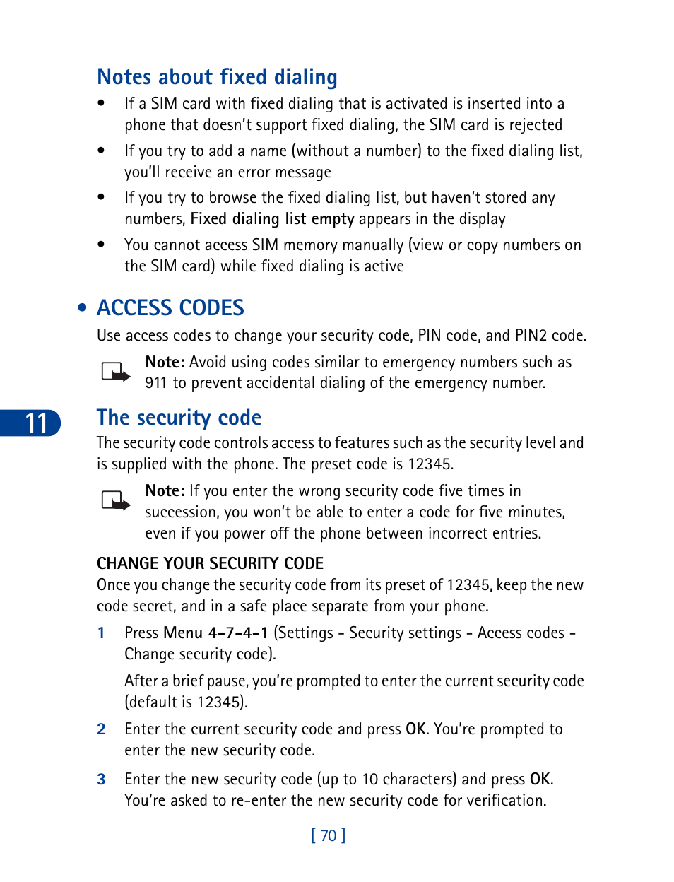 Access codes, The security code | Nokia 6340 User Manual | Page 79 / 161