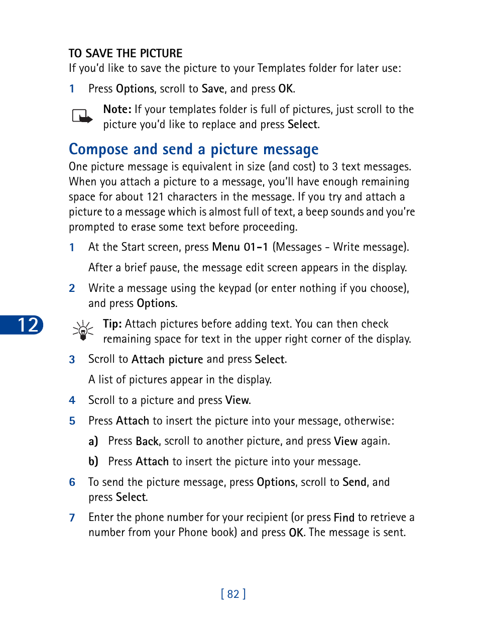 Compose and send a picture message | Nokia 6340 User Manual | Page 91 / 161