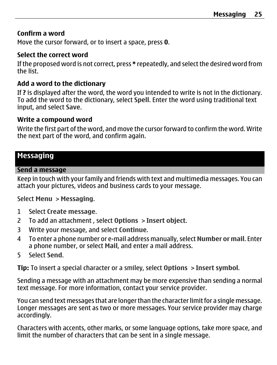 Messaging, Send a message | Nokia C3-01 User Manual | Page 25 / 62