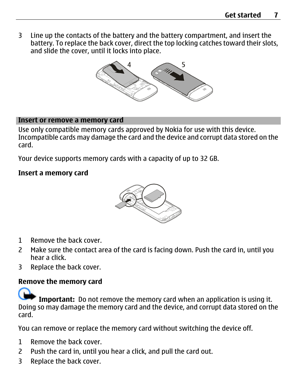 Insert or remove a memory card | Nokia C3-01 User Manual | Page 7 / 62