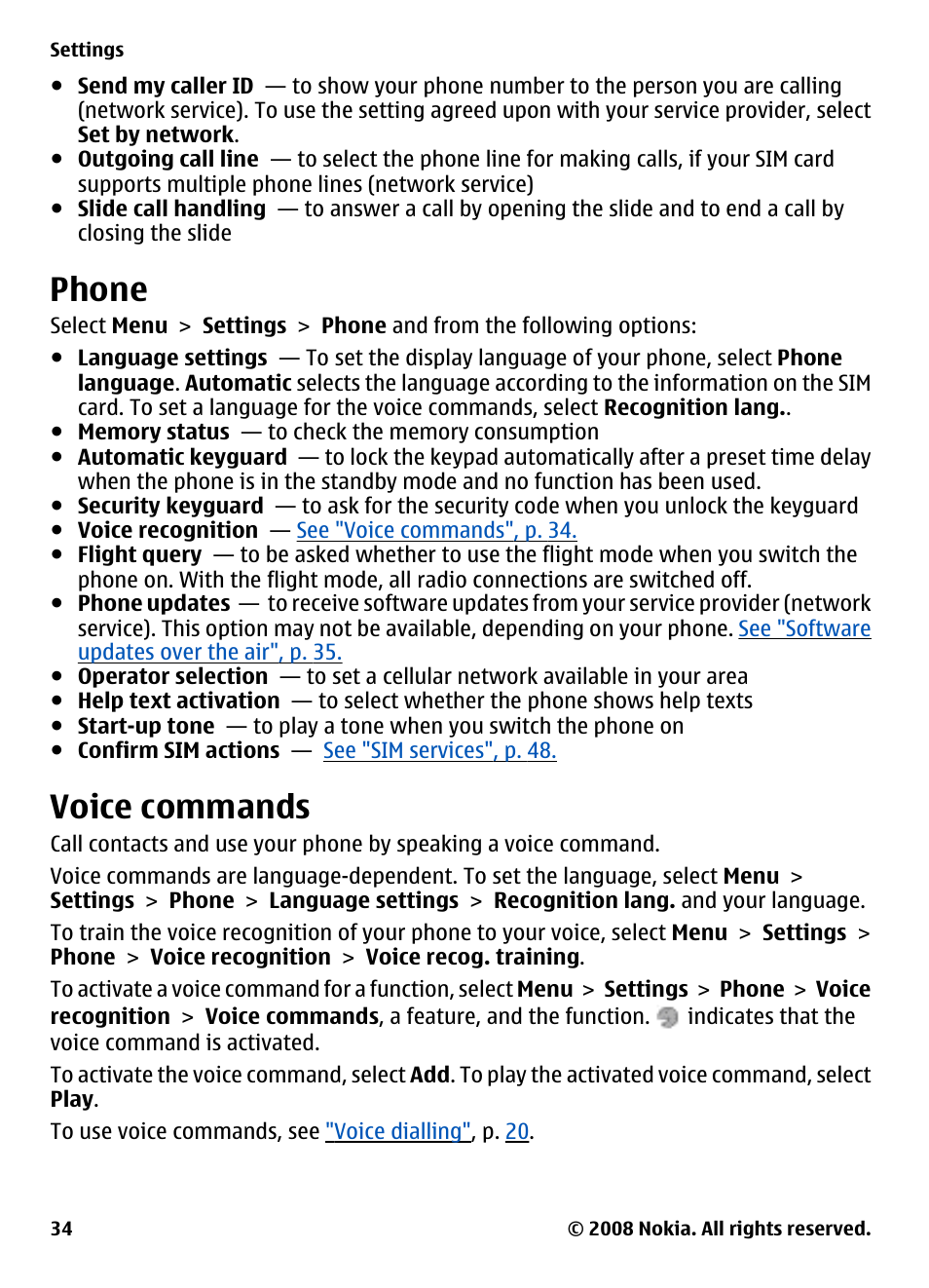 Phone, Voice commands | Nokia 3600 Slide User Manual | Page 34 / 58
