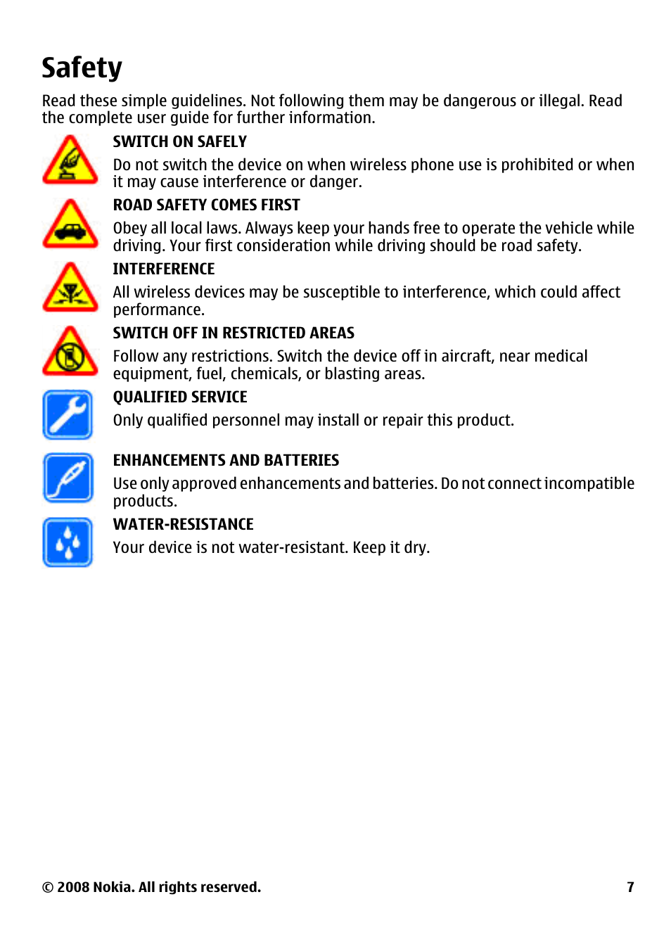 Safety | Nokia 3600 Slide User Manual | Page 7 / 58