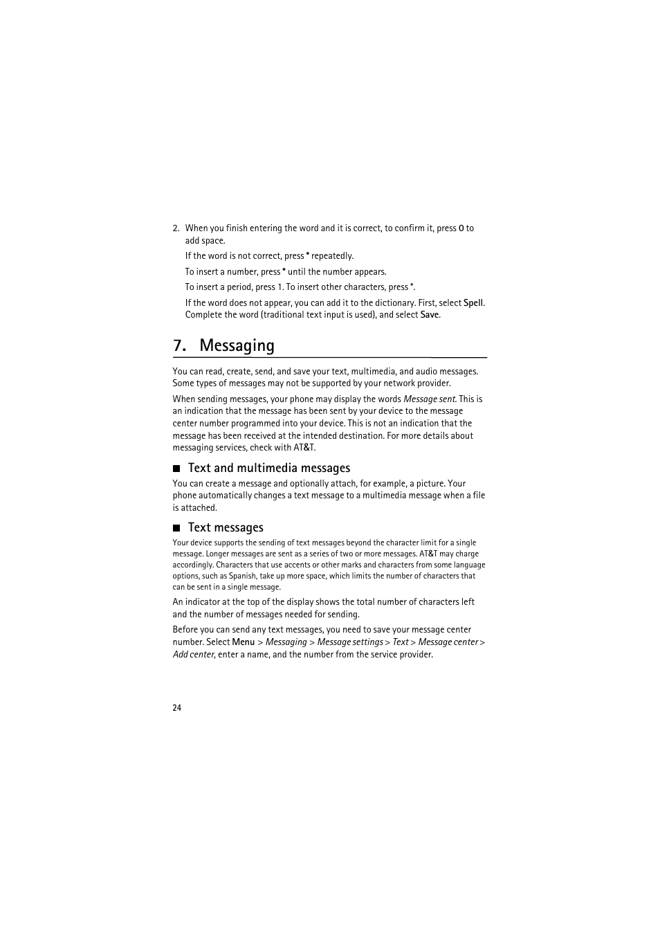 Messaging, Text and multimedia messages, Text messages | Nokia 6350 User Manual | Page 24 / 64