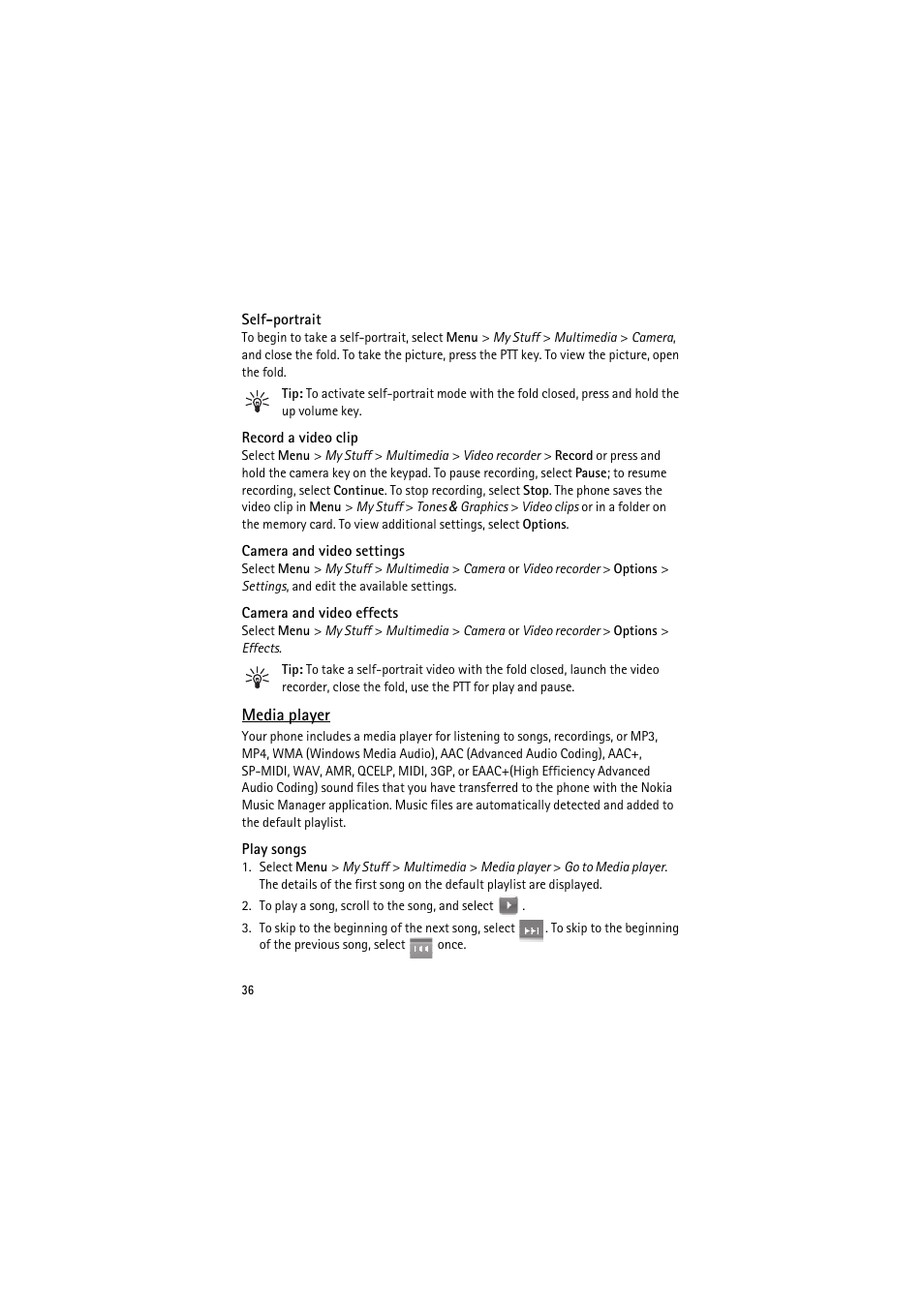 Media player | Nokia 6350 User Manual | Page 36 / 64