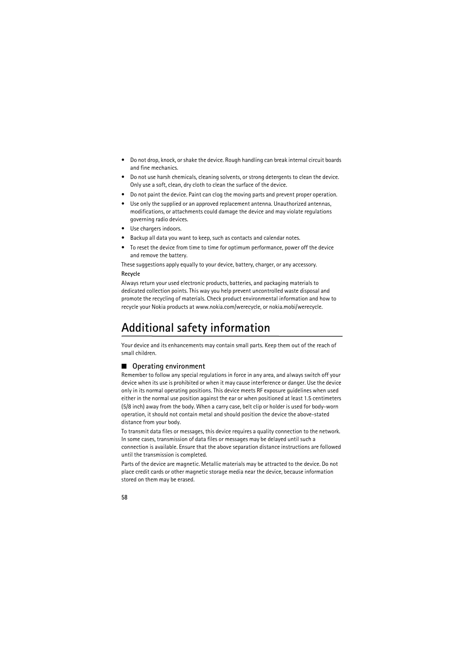 Additional safety information | Nokia 6350 User Manual | Page 58 / 64