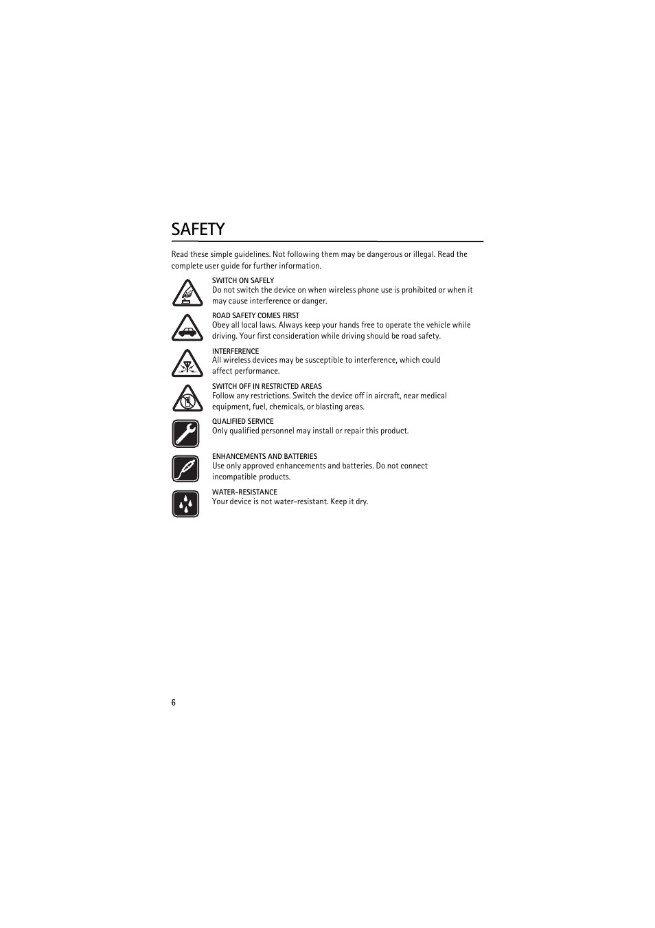 Safety | Nokia 6350 User Manual | Page 6 / 64