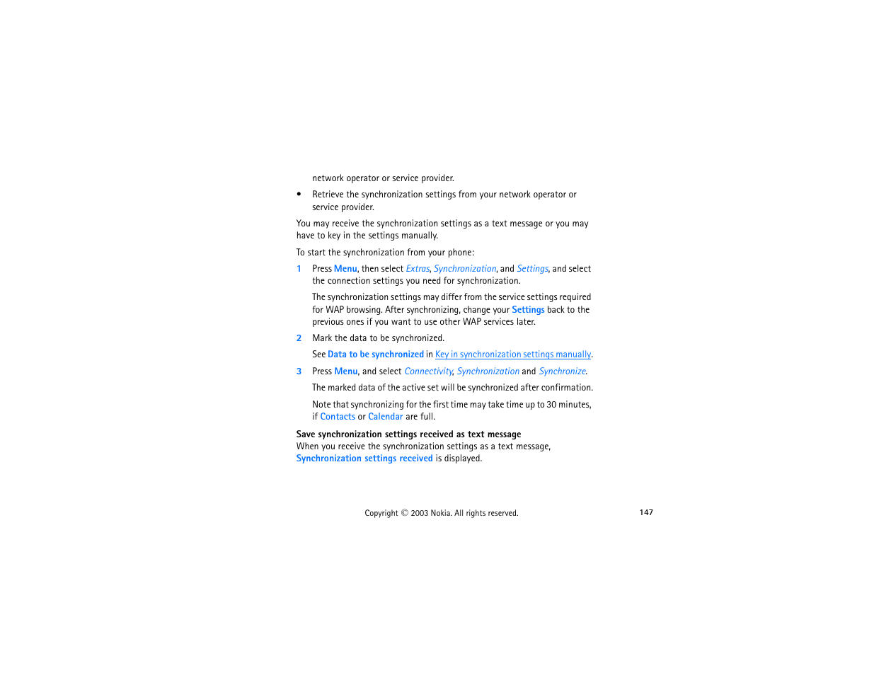 2 mark the data to be synchronized | Nokia 3300 User Manual | Page 162 / 252