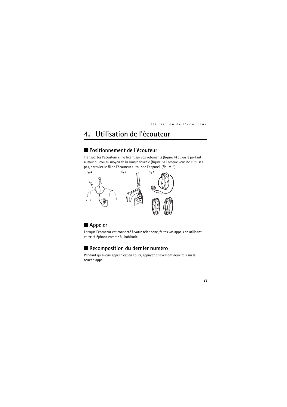 Utilisation de l'écouteur | Nokia Wireless Clip-on Headset HS-21W User Manual | Page 115 / 124