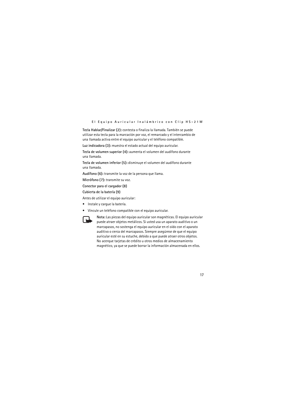 Nokia Wireless Clip-on Headset HS-21W User Manual | Page 45 / 124
