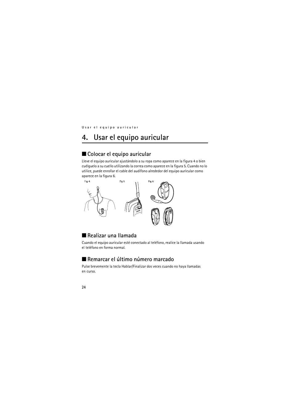 Usar el equipo auricular | Nokia Wireless Clip-on Headset HS-21W User Manual | Page 52 / 124