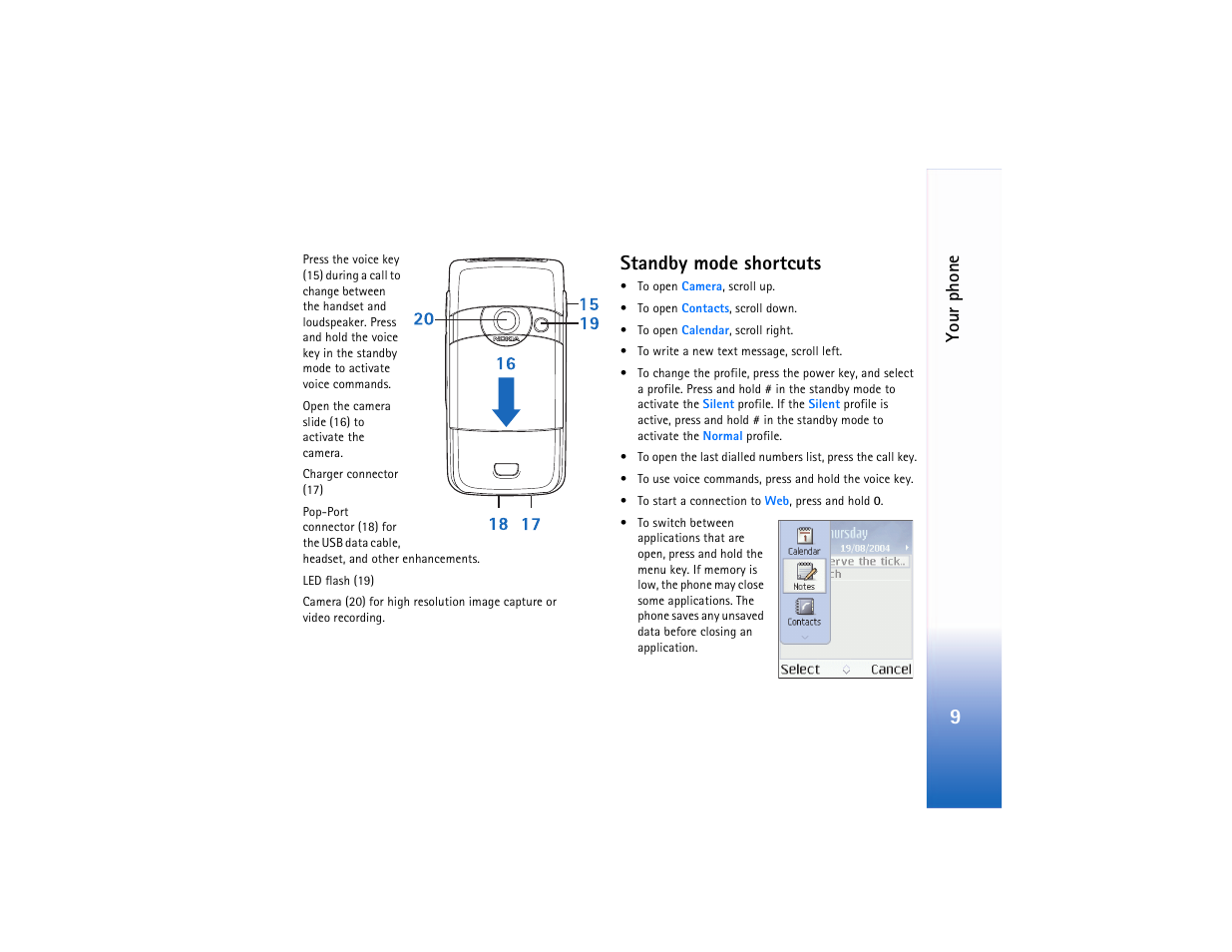 Standby mode shortcuts, Your phone | Nokia 6682 User Manual | Page 18 / 129