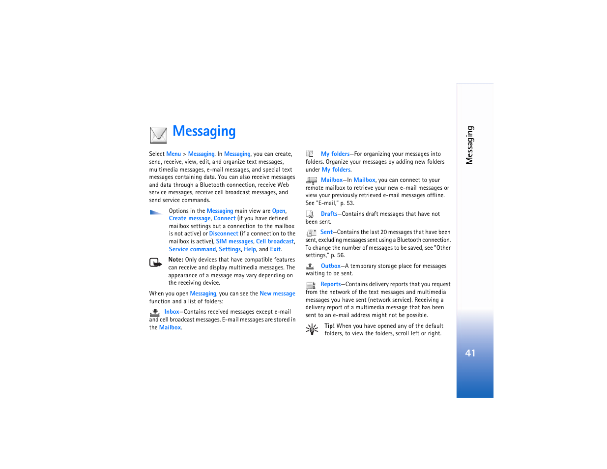 Messaging, Messaging," p. 41 | Nokia 6682 User Manual | Page 50 / 129