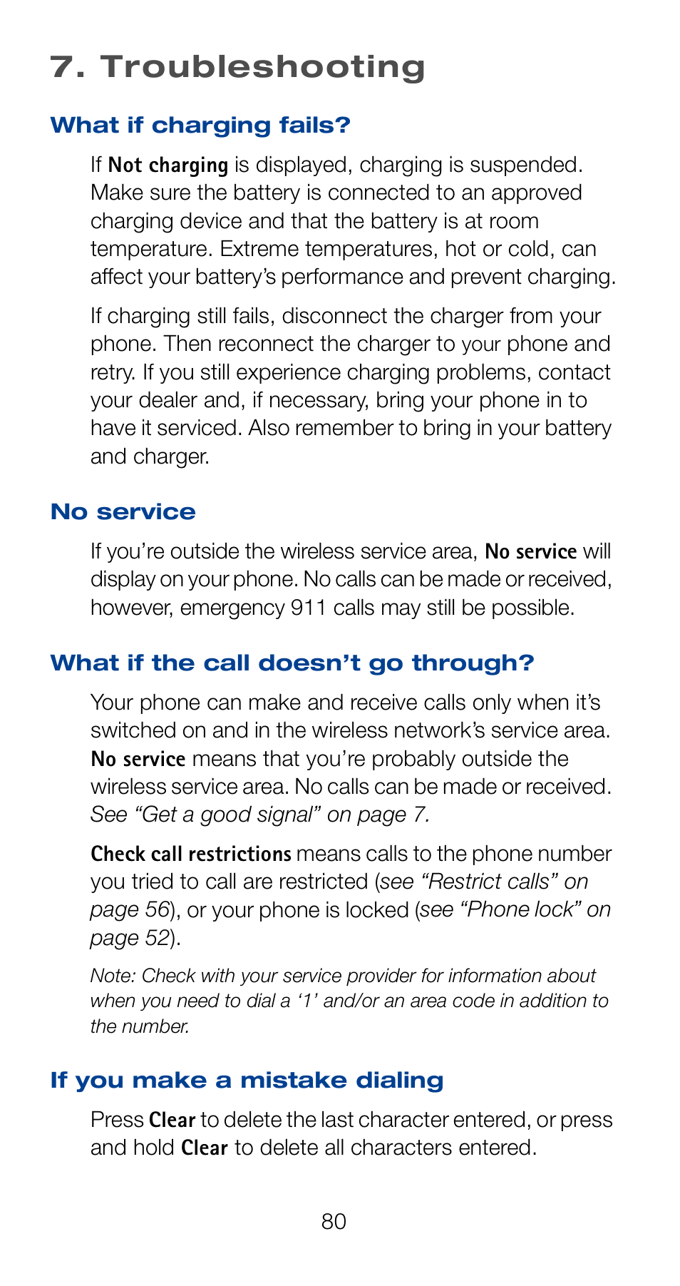 Troubleshooting | Nokia 6162 User Manual | Page 87 / 101