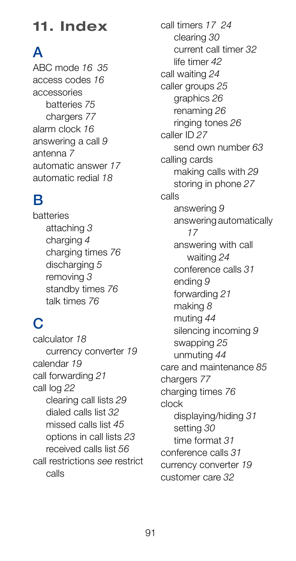 Index | Nokia 6162 User Manual | Page 98 / 101