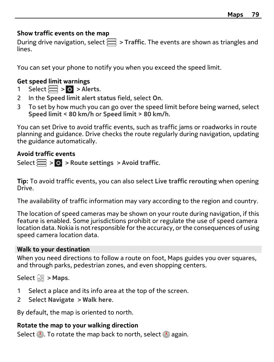 Walk to your destination | Nokia E6-00 User Manual | Page 79 / 126