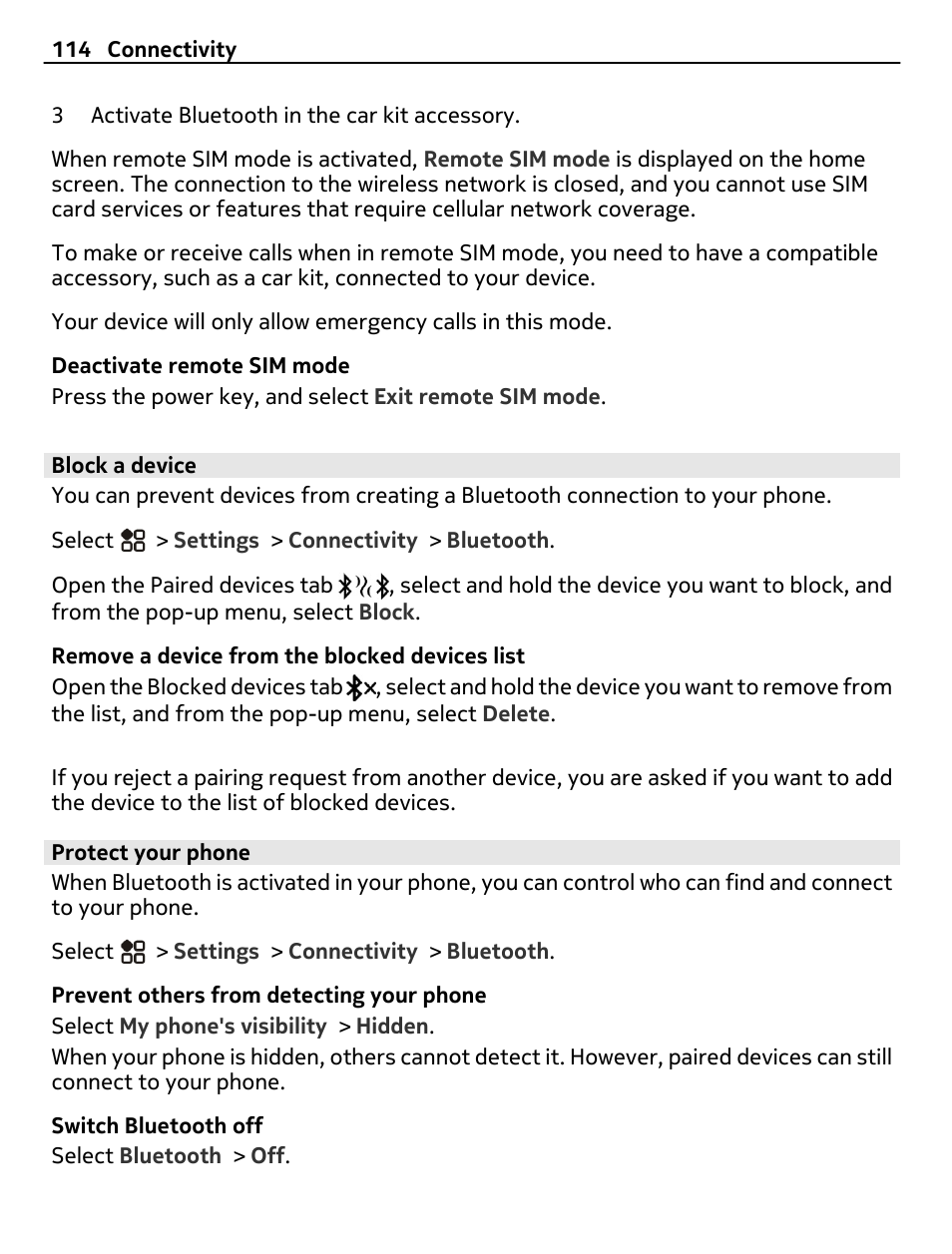Block a device, Protect your phone | Nokia 808 User Manual | Page 114 / 138