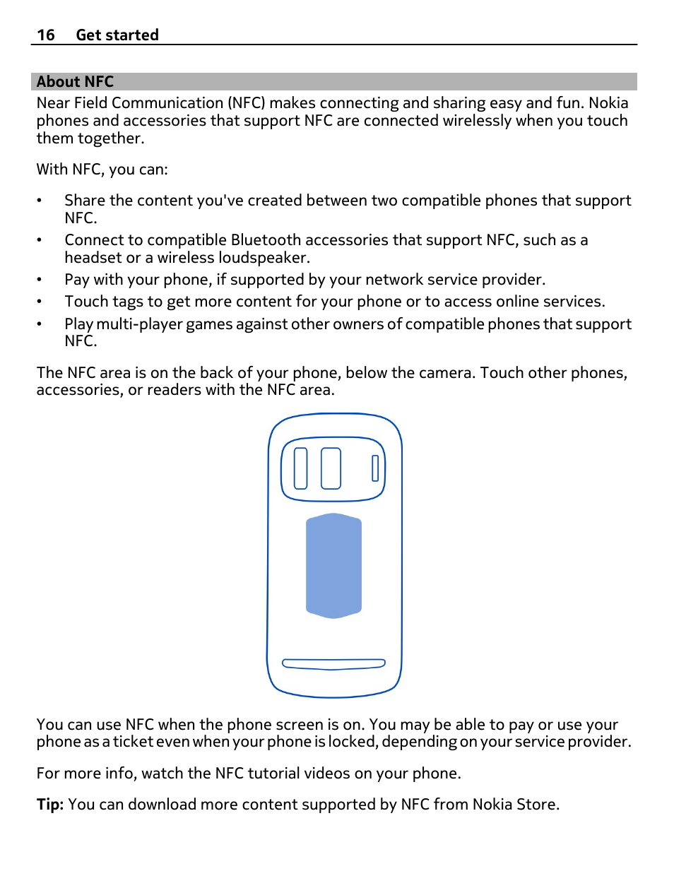 About nfc | Nokia 808 User Manual | Page 16 / 138