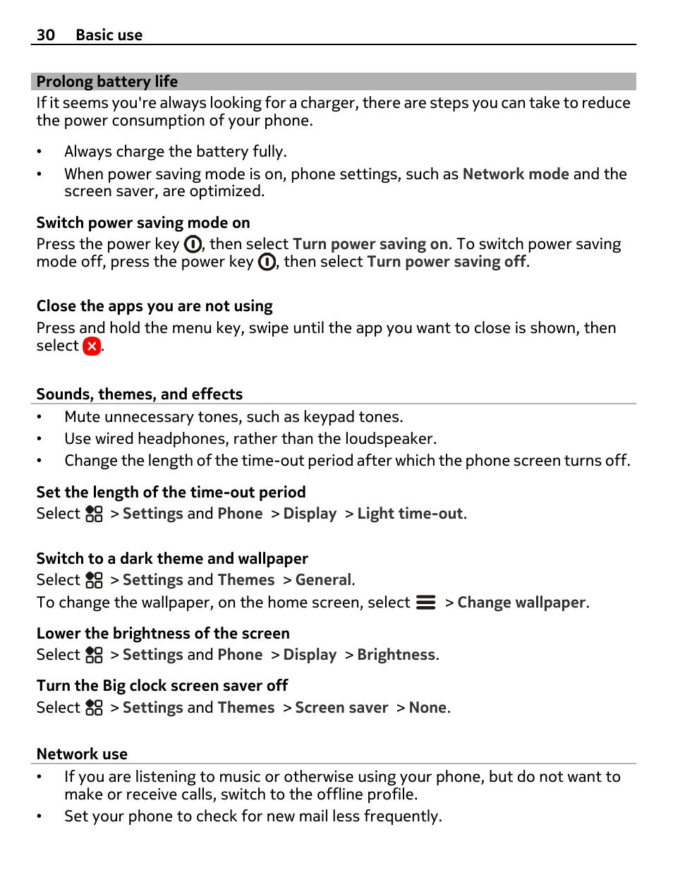Prolong battery life | Nokia 808 User Manual | Page 30 / 138