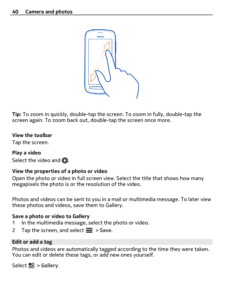 Edit or add a tag | Nokia 808 User Manual | Page 40 / 138
