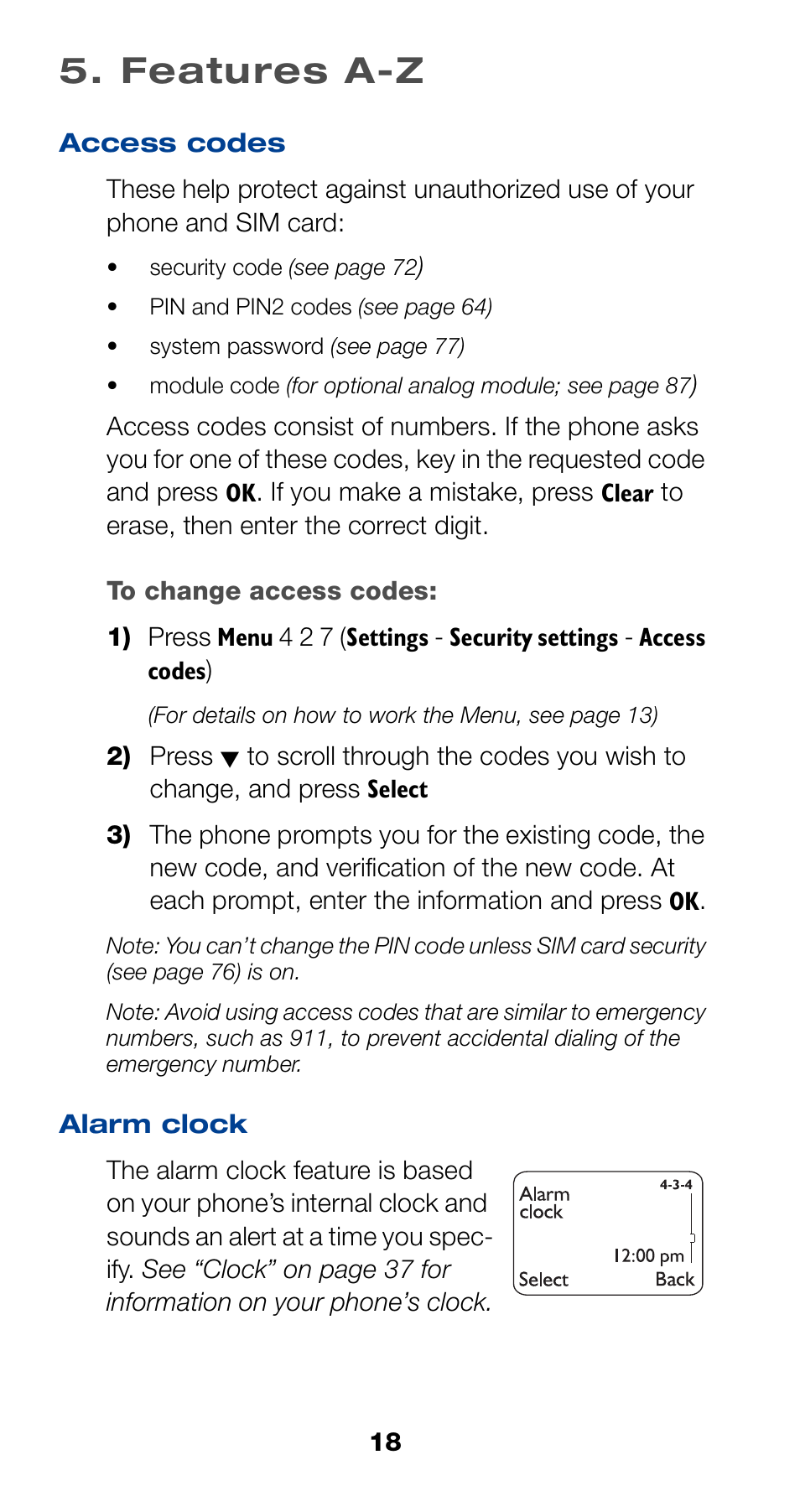 Features a-z, Features a-z” st | Nokia 6190 User Manual | Page 20 / 112