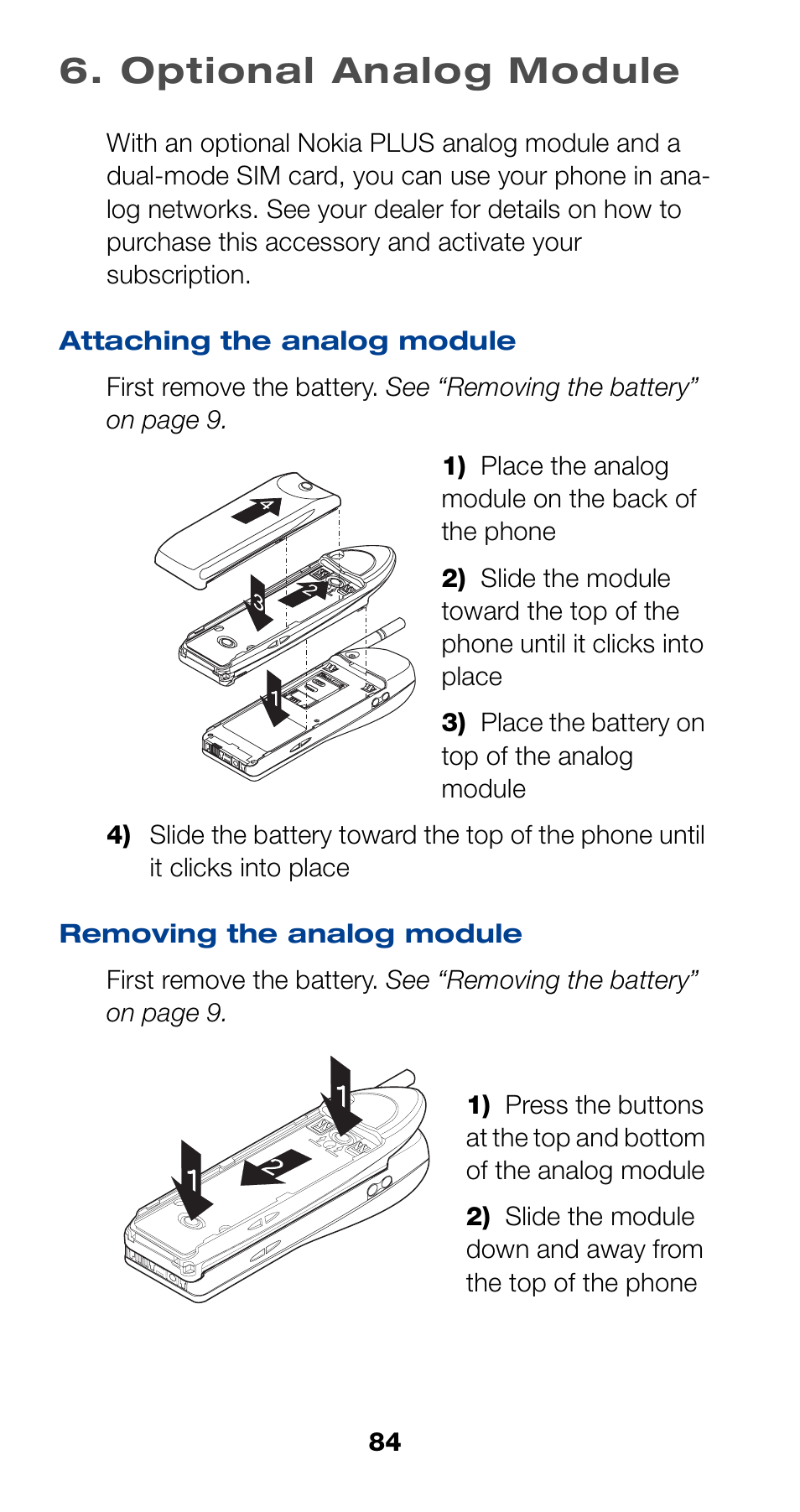 Optional analog module | Nokia 6190 User Manual | Page 86 / 112