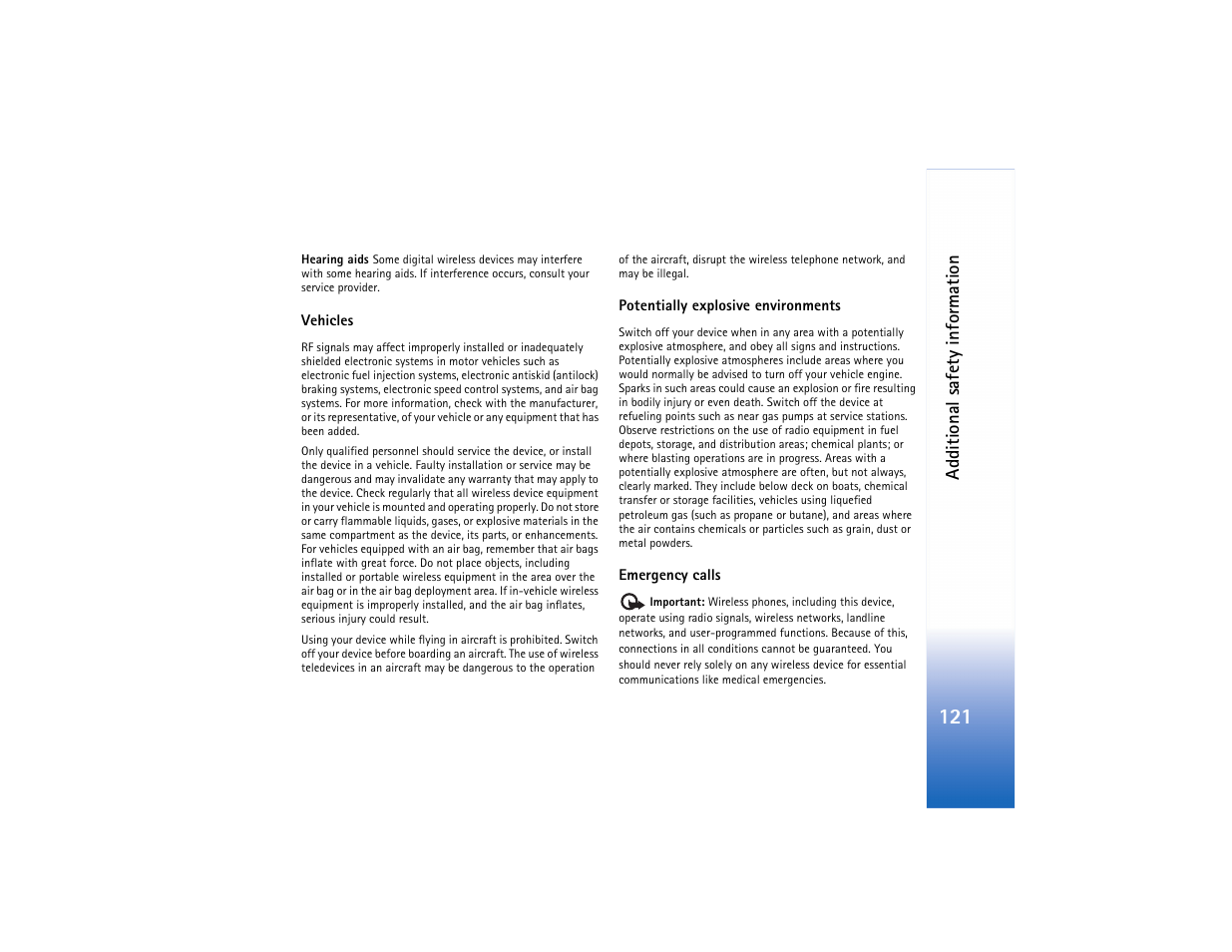 Additional safety information | Nokia N80 User Manual | Page 122 / 131
