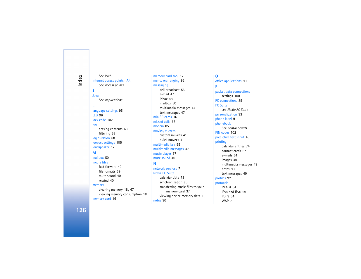 Index | Nokia N80 User Manual | Page 127 / 131
