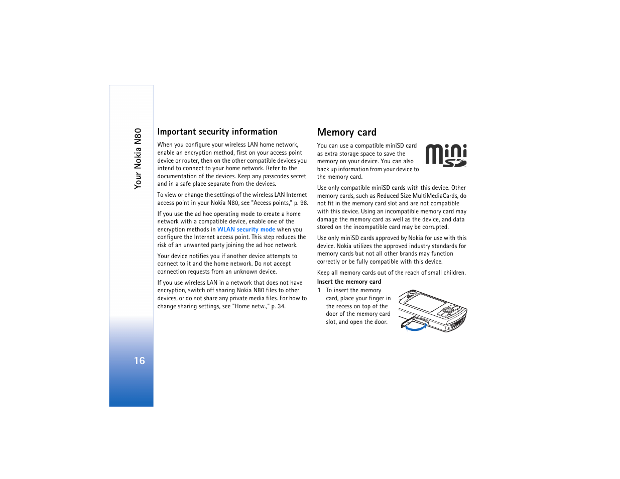 Memory card | Nokia N80 User Manual | Page 17 / 131
