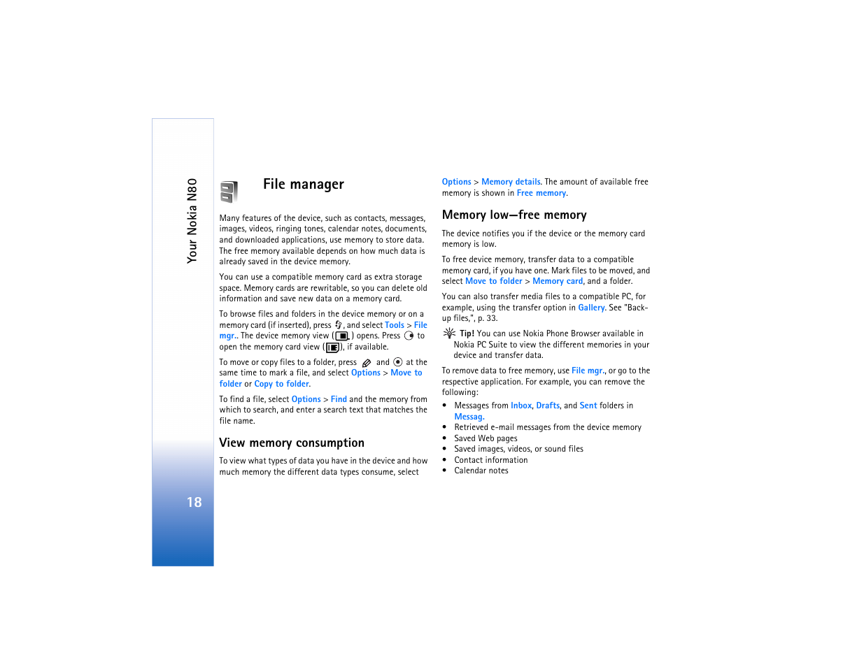 File manager, 18 file manager, Your noki a n80 | Nokia N80 User Manual | Page 19 / 131